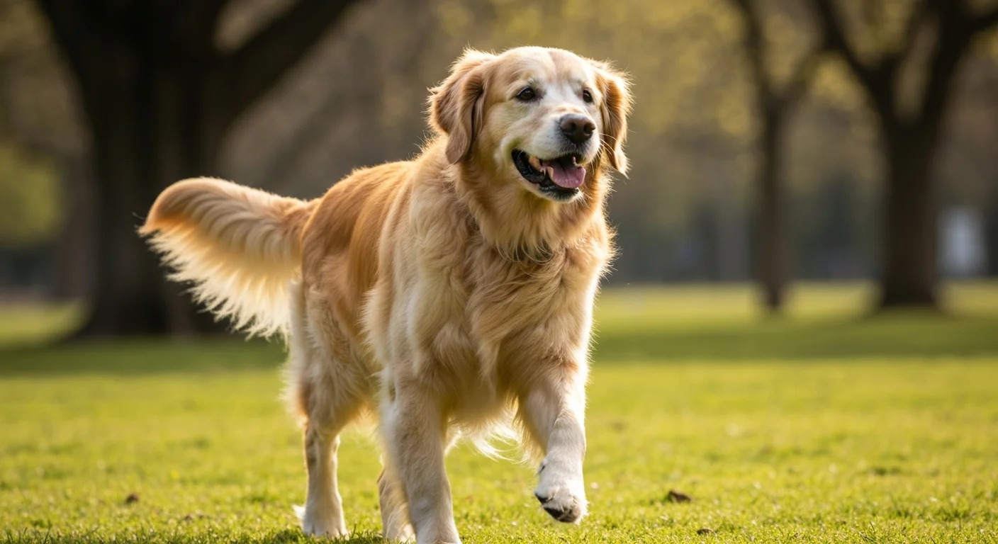 Older dog maintaining active lifestyle with appropriate joint support supplements and care